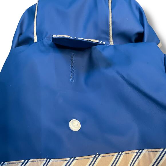 Good2Go Dog Raincoat Coat XS Hood Pup Reversible Jacket Hook Loop Blue Stripes - Picture 8 of 12